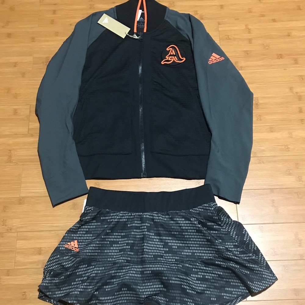 Adidas jersey top (L) and skort (M)